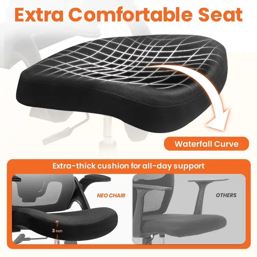 Office Desk Chair Computer High Back Mesh Gaming Seat with Ergonomic Adjustable Comfy Flipup Armrests Lumbar Support Height for