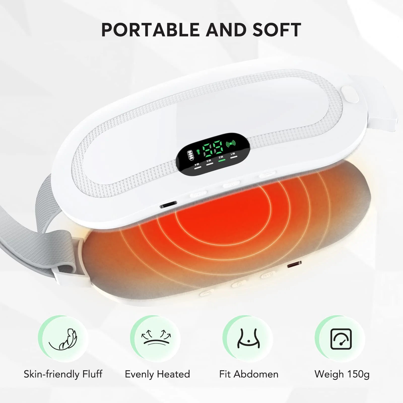 Portable Heating Pad for Period Comfort,1800Mah Cordless Period Heating Pad,3 Massage Modes Menstrual Heating Pad,Electric Rapid Fast Heating Period Comfort Heating Pad, Gifts for Women & Girl,White